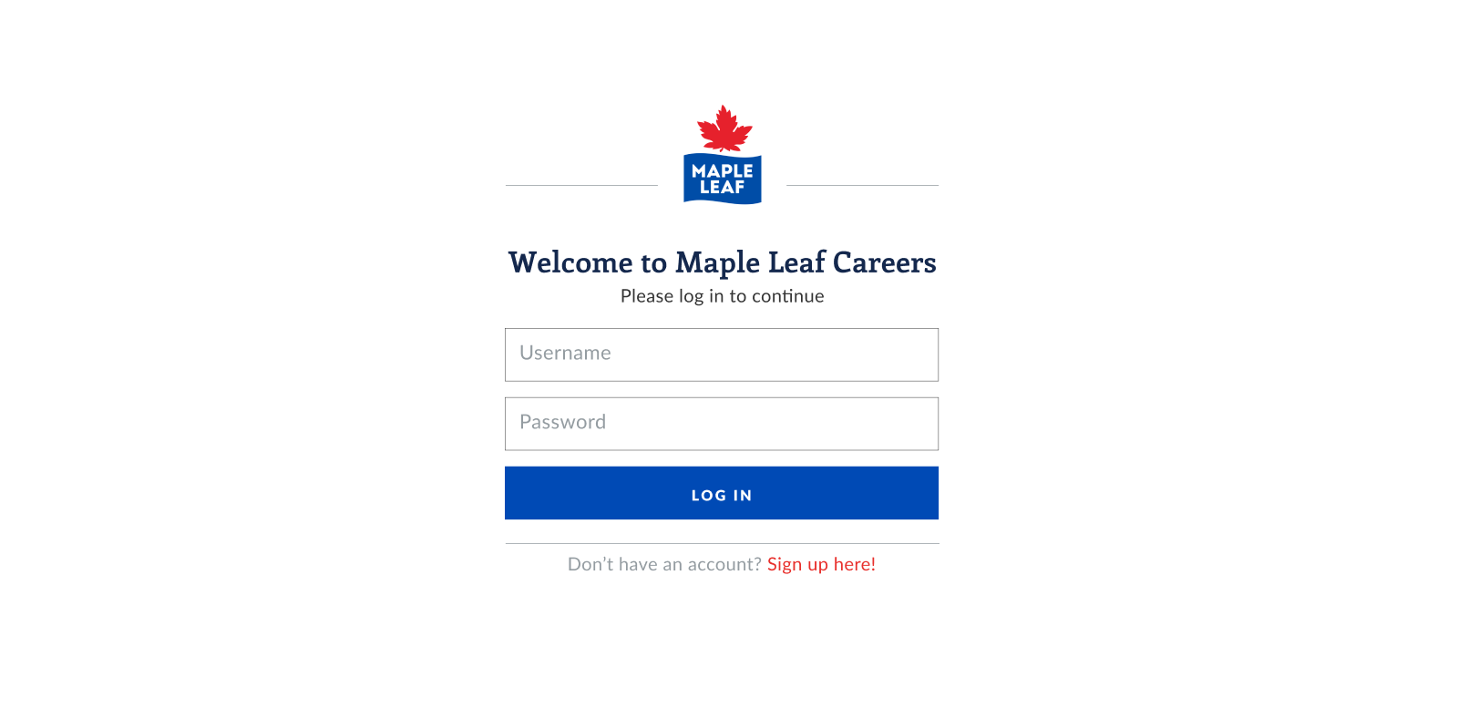 Maple Leaf Careers - desktop login