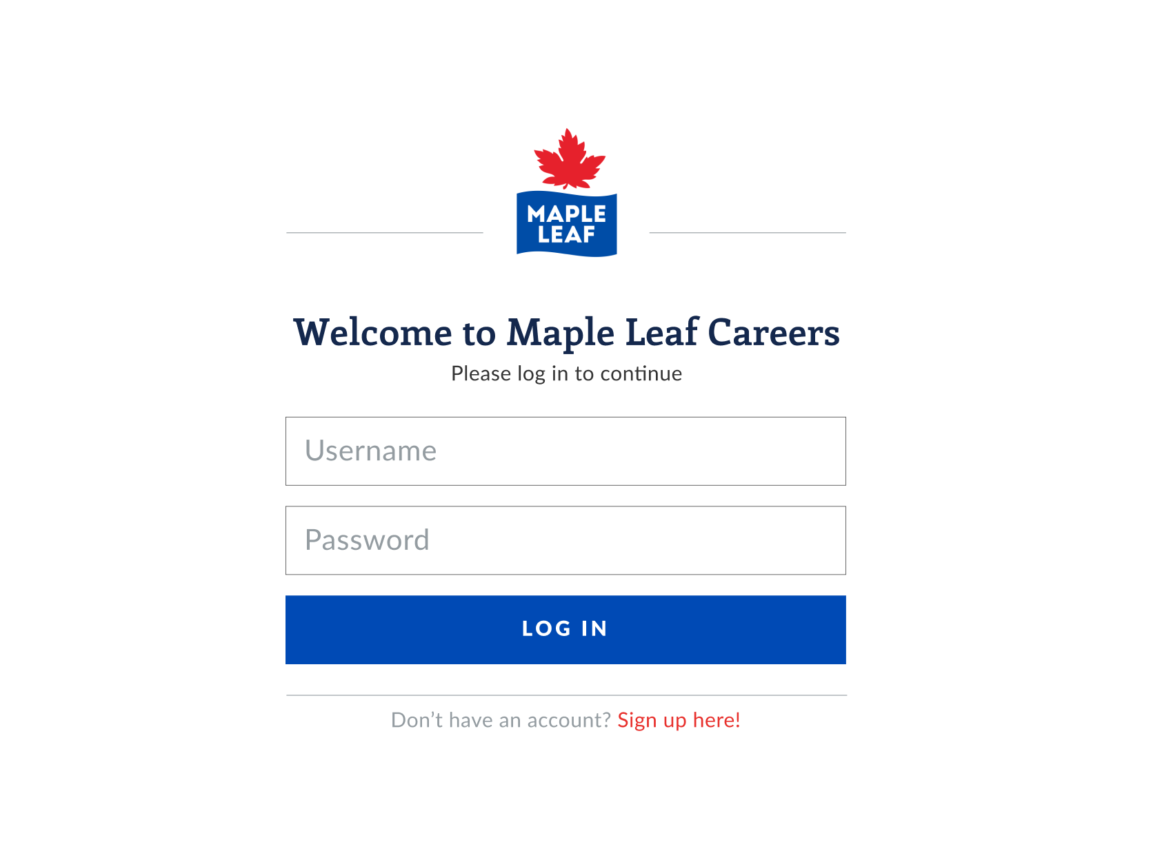 Maple Leaf Careers - tablet login