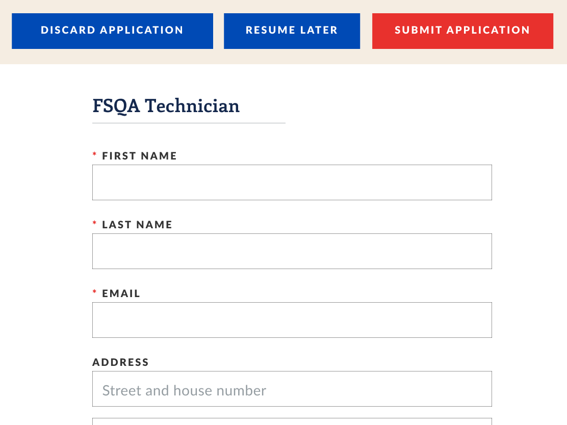 Maple Leaf Careers - tablet application form
