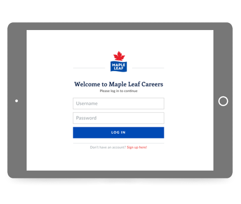 Maple Leaf Careers interface on tablet